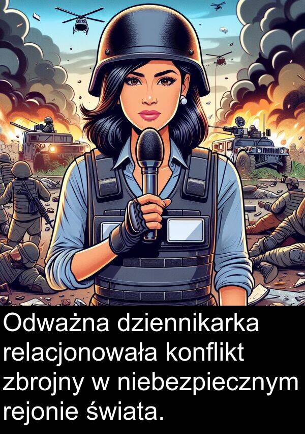 zbrojny: Odważna dziennikarka relacjonowała konflikt zbrojny w niebezpiecznym rejonie świata.