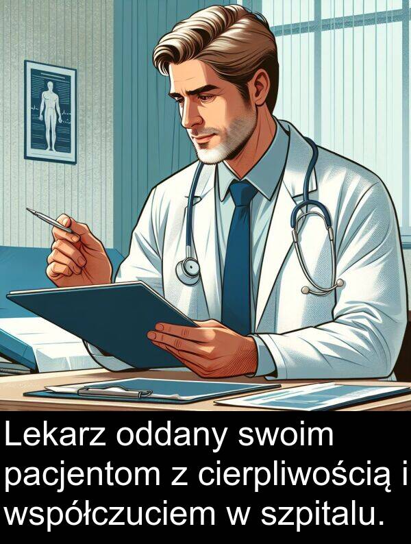 pacjentom: Lekarz oddany swoim pacjentom z cierpliwością i współczuciem w szpitalu.