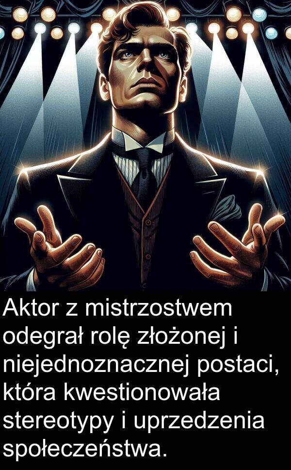 złożonej: Aktor z mistrzostwem odegrał rolę złożonej i niejednoznacznej postaci, która kwestionowała stereotypy i uprzedzenia społeczeństwa.
