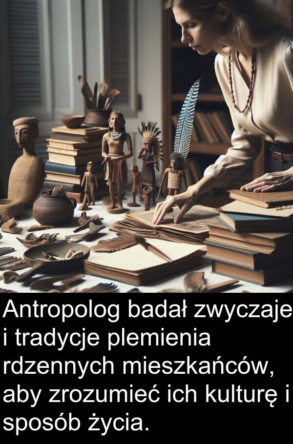 zrozumieć: Antropolog badał zwyczaje i tradycje plemienia rdzennych mieszkańców, aby zrozumieć ich kulturę i sposób życia.
