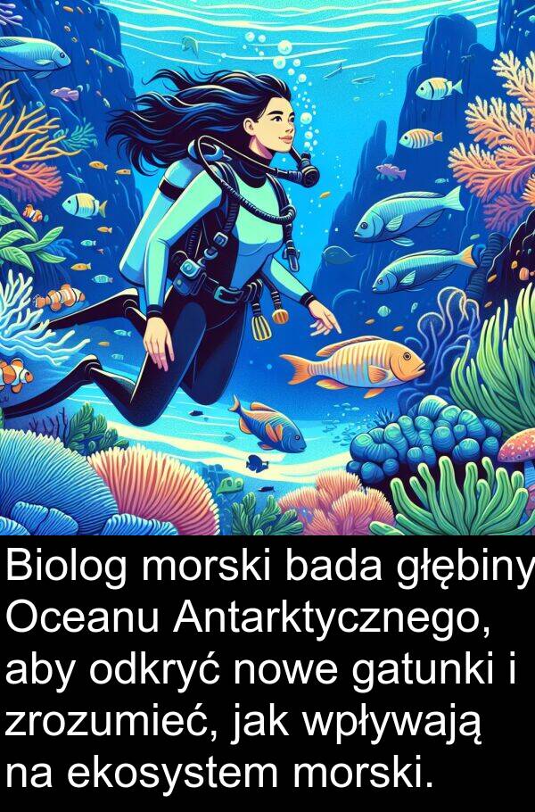 zrozumieć: Biolog morski bada głębiny Oceanu Antarktycznego, aby odkryć nowe gatunki i zrozumieć, jak wpływają na ekosystem morski.