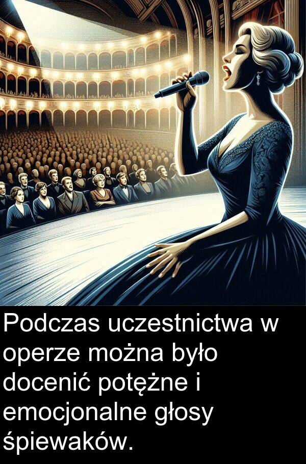 śpiewaków: Podczas uczestnictwa w operze można było docenić potężne i emocjonalne głosy śpiewaków.