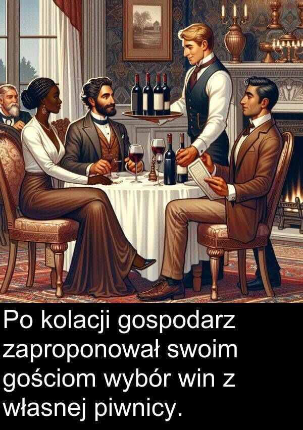wybór: Po kolacji gospodarz zaproponował swoim gościom wybór win z własnej piwnicy.