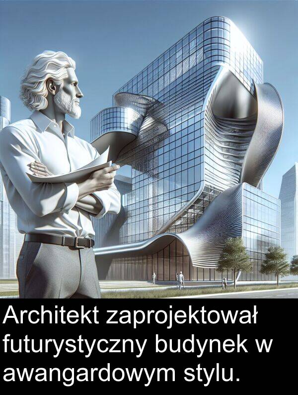 budynek: Architekt zaprojektował futurystyczny budynek w awangardowym stylu.