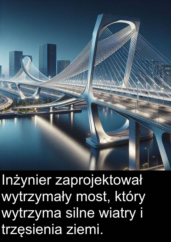 ziemi: Inżynier zaprojektował wytrzymały most, który wytrzyma silne wiatry i trzęsienia ziemi.