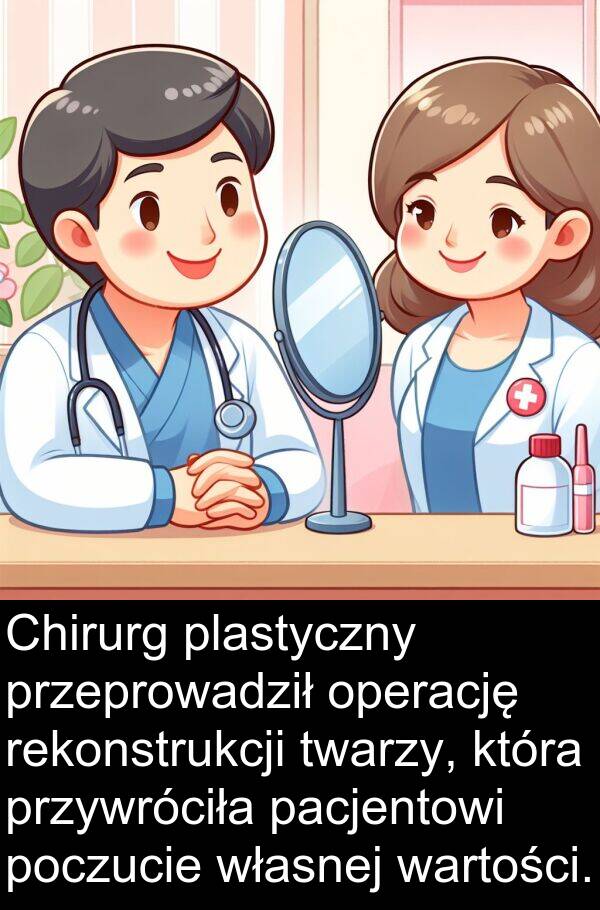 przywróciła: Chirurg plastyczny przeprowadził operację rekonstrukcji twarzy, która przywróciła pacjentowi poczucie własnej wartości.