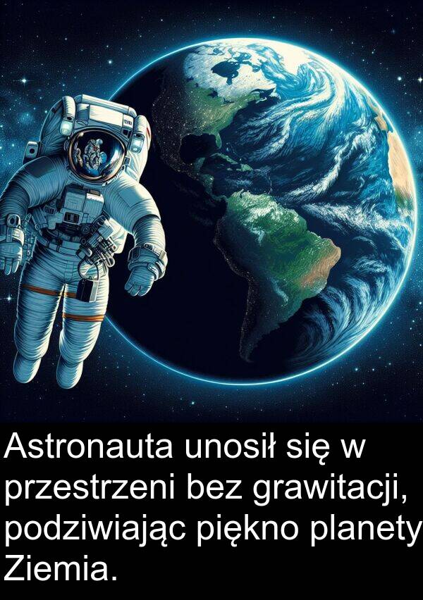 piękno: Astronauta unosił się w przestrzeni bez grawitacji, podziwiając piękno planety Ziemia.