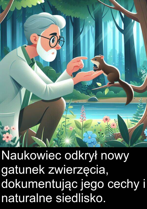 zwierzęcia: Naukowiec odkrył nowy gatunek zwierzęcia, dokumentując jego cechy i naturalne siedlisko.