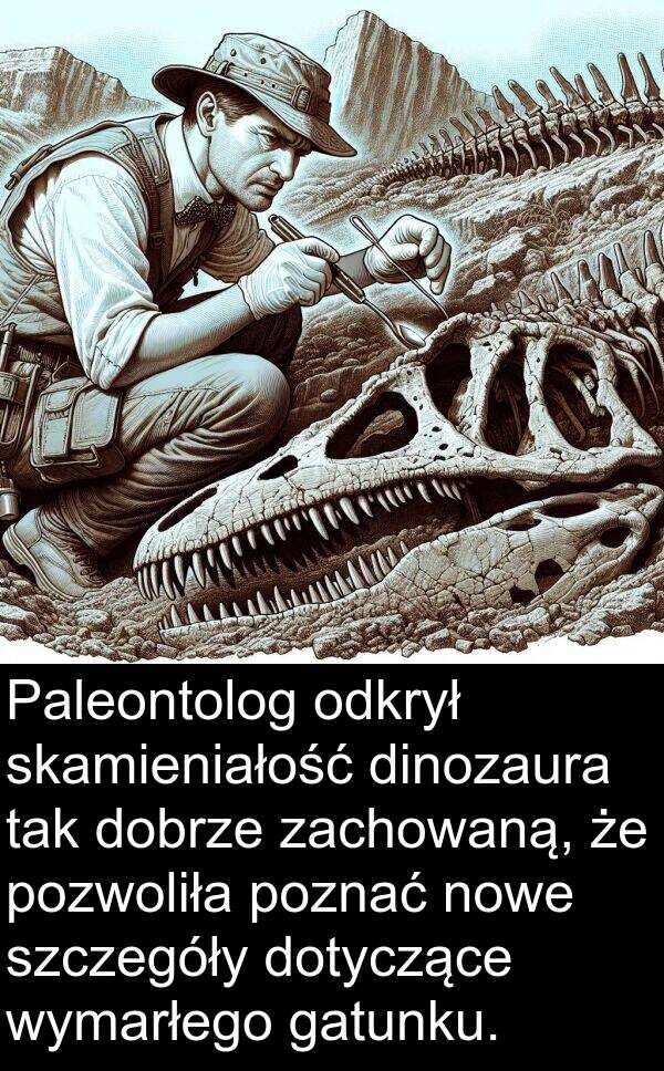 poznać: Paleontolog odkrył skamieniałość dinozaura tak dobrze zachowaną, że pozwoliła poznać nowe szczegóły dotyczące wymarłego gatunku.