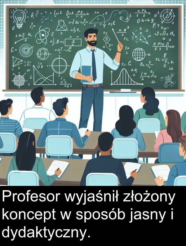 złożony: Profesor wyjaśnił złożony koncept w sposób jasny i dydaktyczny.