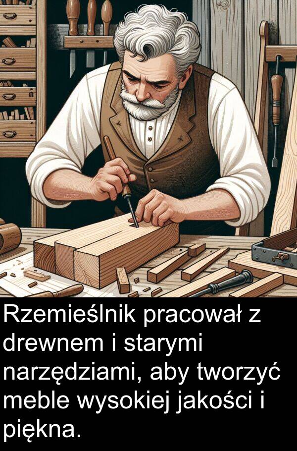 piękna: Rzemieślnik pracował z drewnem i starymi narzędziami, aby tworzyć meble wysokiej jakości i piękna.