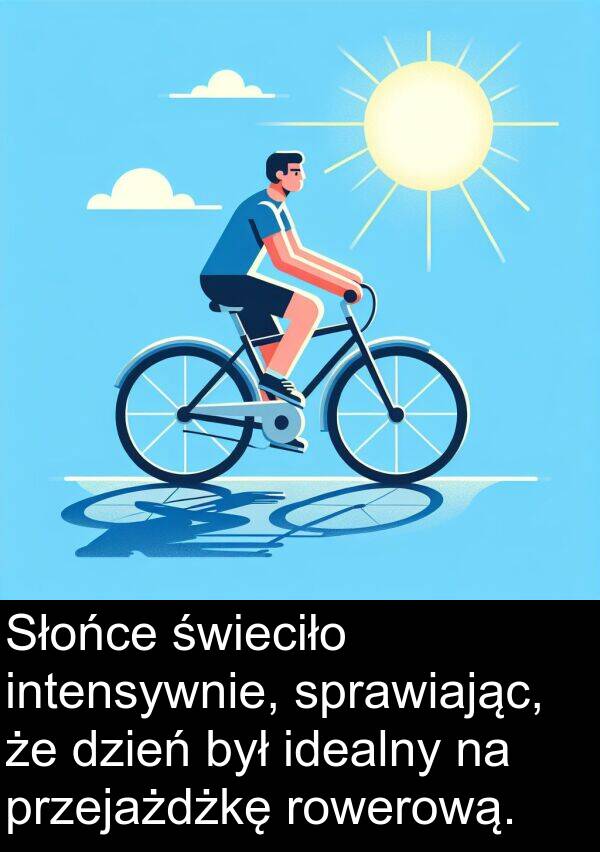 przejażdżkę: Słońce świeciło intensywnie, sprawiając, że dzień był idealny na przejażdżkę rowerową.