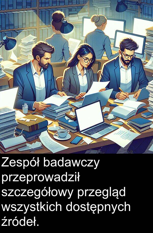 przegląd: Zespół badawczy przeprowadził szczegółowy przegląd wszystkich dostępnych źródeł.