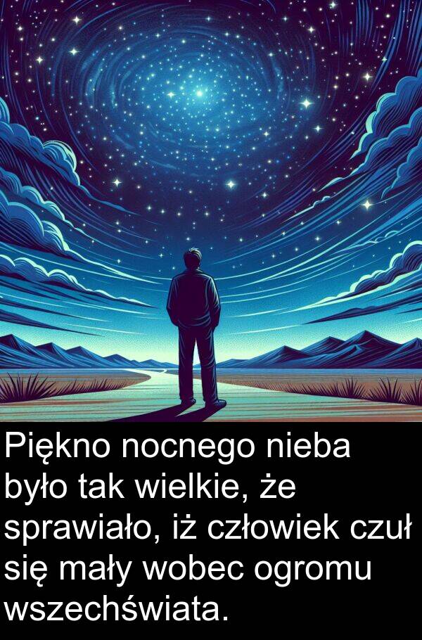 ogromu: Piękno nocnego nieba było tak wielkie, że sprawiało, iż człowiek czuł się mały wobec ogromu wszechświata.