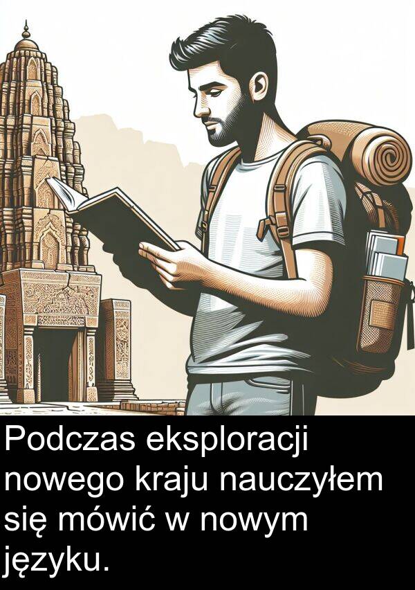 eksploracji: Podczas eksploracji nowego kraju nauczyłem się mówić w nowym języku.