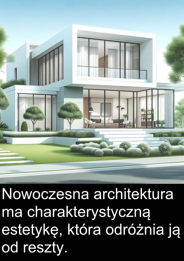architektura: Nowoczesna architektura ma charakterystyczną estetykę, która odróżnia ją od reszty.