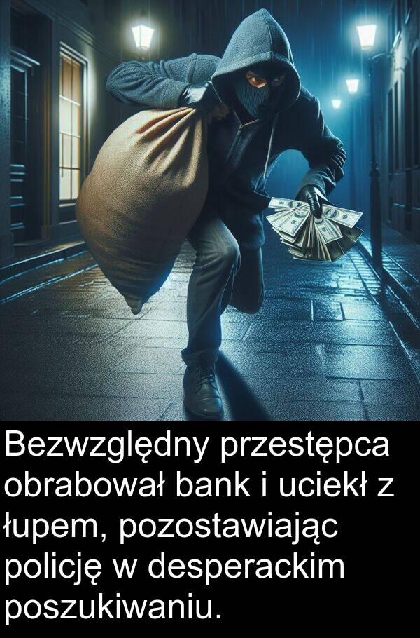bank: Bezwzględny przestępca obrabował bank i uciekł z łupem, pozostawiając policję w desperackim poszukiwaniu.