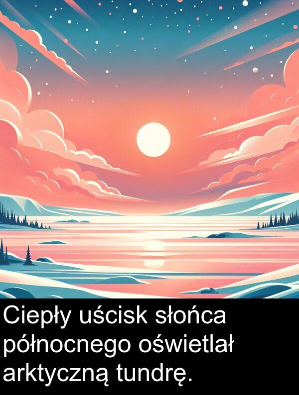 północnego: Ciepły uścisk słońca północnego oświetlał arktyczną tundrę.
