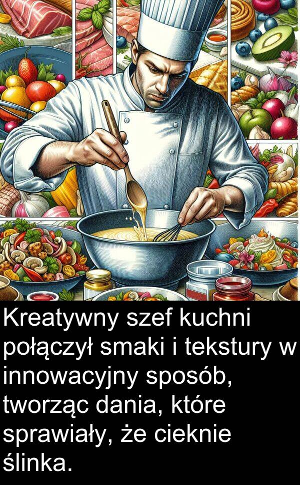 połączył: Kreatywny szef kuchni połączył smaki i tekstury w innowacyjny sposób, tworząc dania, które sprawiały, że cieknie ślinka.