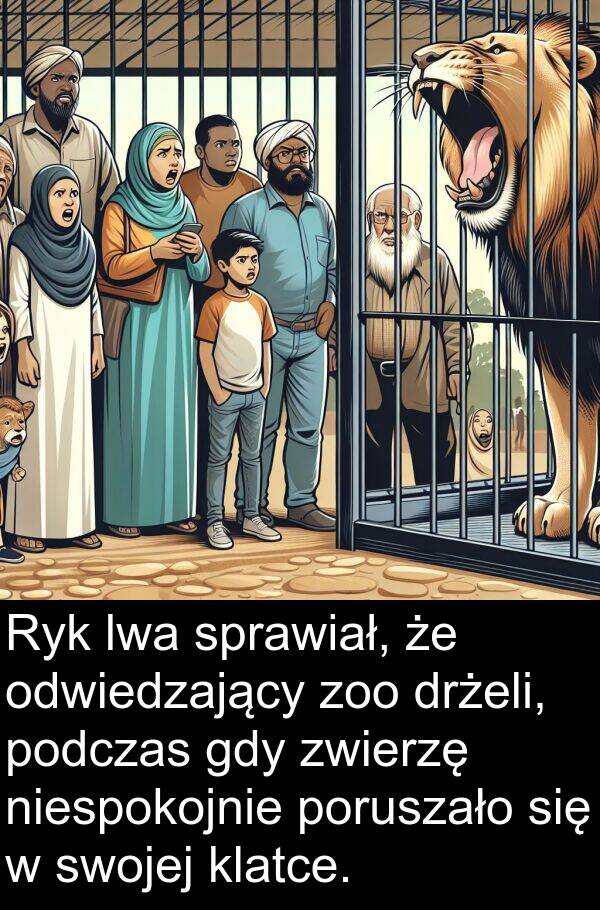 zoo: Ryk lwa sprawiał, że odwiedzający zoo drżeli, podczas gdy zwierzę niespokojnie poruszało się w swojej klatce.