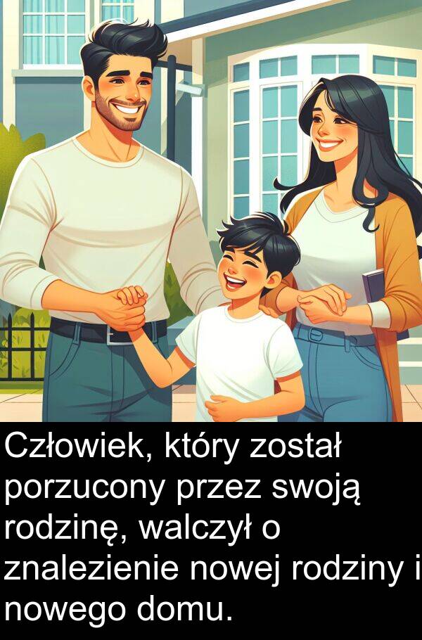 został: Człowiek, który został porzucony przez swoją rodzinę, walczył o znalezienie nowej rodziny i nowego domu.
