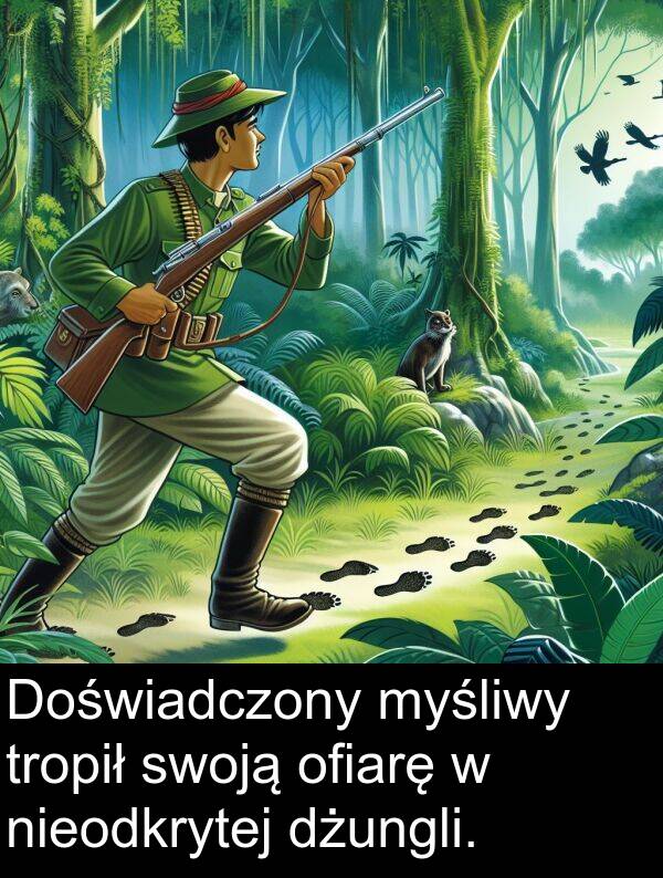 nieodkrytej: Doświadczony myśliwy tropił swoją ofiarę w nieodkrytej dżungli.