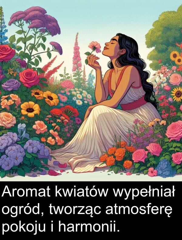 harmonii: Aromat kwiatów wypełniał ogród, tworząc atmosferę pokoju i harmonii.