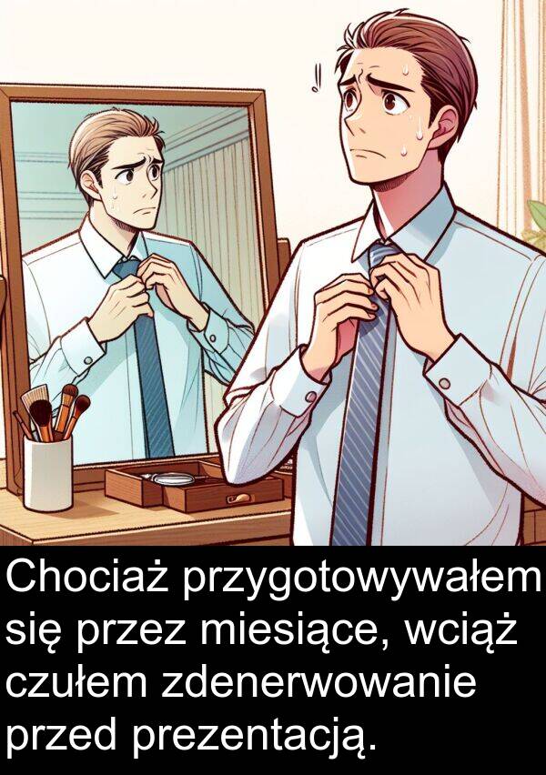 przygotowywałem: Chociaż przygotowywałem się przez miesiące, wciąż czułem zdenerwowanie przed prezentacją.