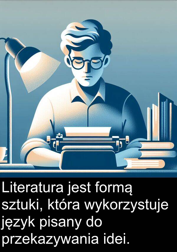 przekazywania: Literatura jest formą sztuki, która wykorzystuje język pisany do przekazywania idei.
