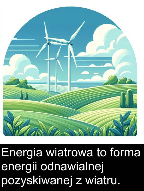 pozyskiwanej: Energia wiatrowa to forma energii odnawialnej pozyskiwanej z wiatru.
