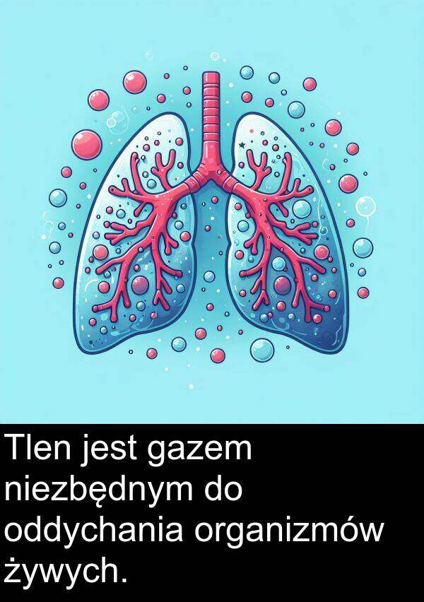 żywych: Tlen jest gazem niezbędnym do oddychania organizmów żywych.