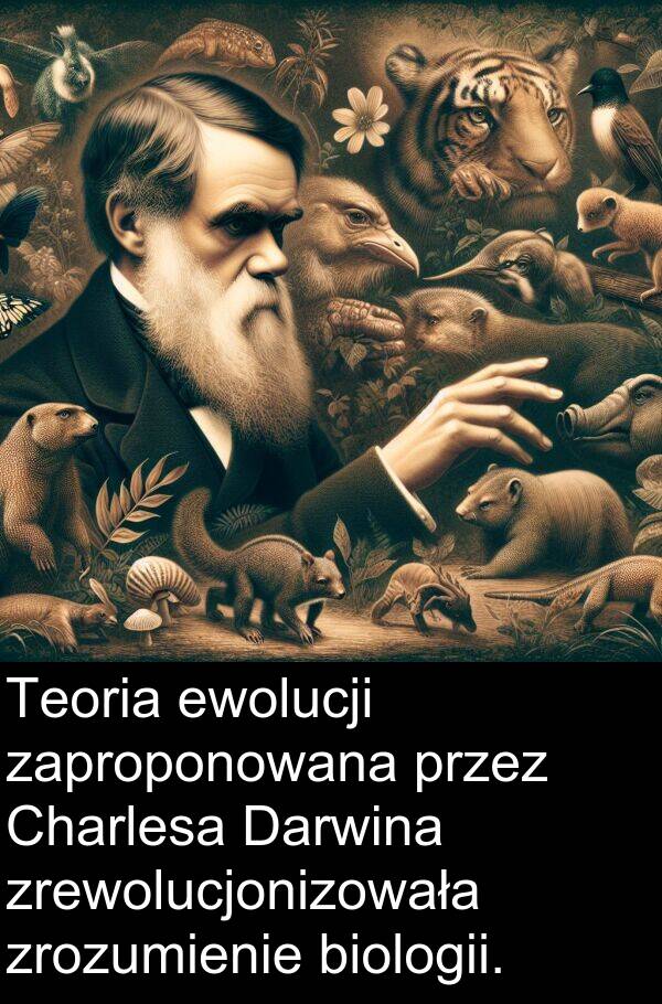 zrewolucjonizowała: Teoria ewolucji zaproponowana przez Charlesa Darwina zrewolucjonizowała zrozumienie biologii.