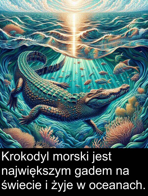 żyje: Krokodyl morski jest największym gadem na świecie i żyje w oceanach.