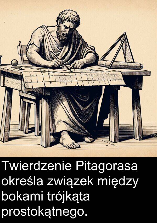 prostokątnego: Twierdzenie Pitagorasa określa związek między bokami trójkąta prostokątnego.