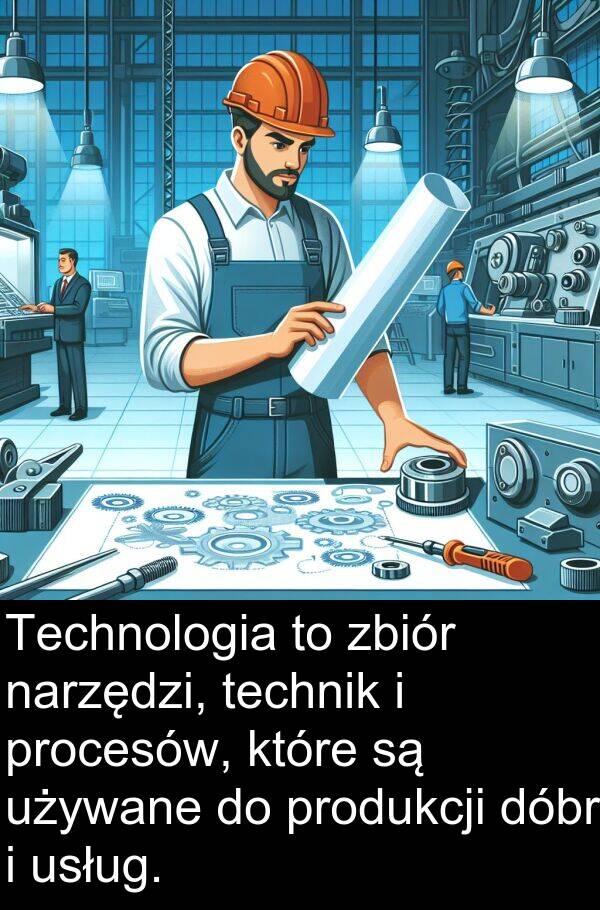 produkcji: Technologia to zbiór narzędzi, technik i procesów, które są używane do produkcji dóbr i usług.