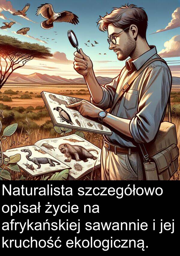 życie: Naturalista szczegółowo opisał życie na afrykańskiej sawannie i jej kruchość ekologiczną.