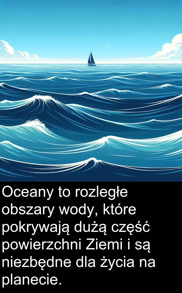 powierzchni: Oceany to rozległe obszary wody, które pokrywają dużą część powierzchni Ziemi i są niezbędne dla życia na planecie.