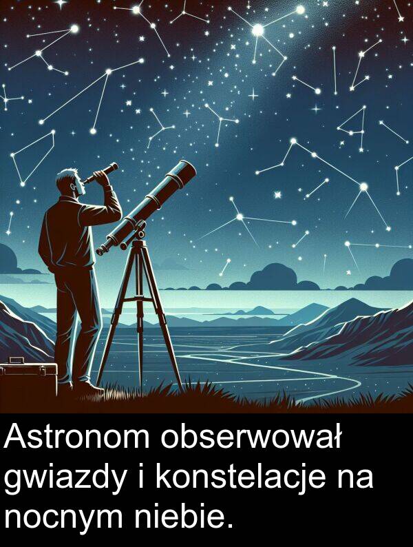 niebie: Astronom obserwował gwiazdy i konstelacje na nocnym niebie.
