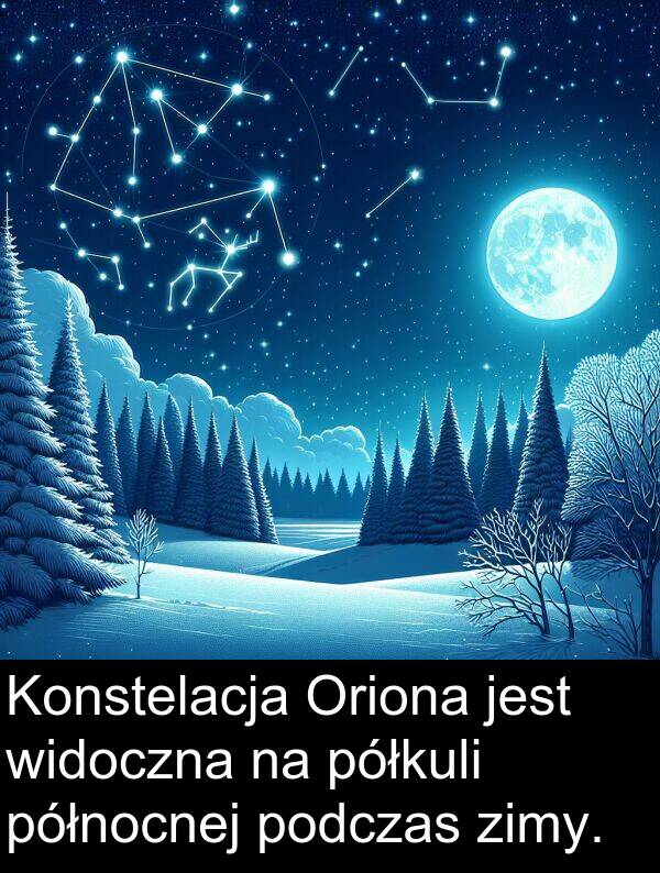 północnej: Konstelacja Oriona jest widoczna na półkuli północnej podczas zimy.