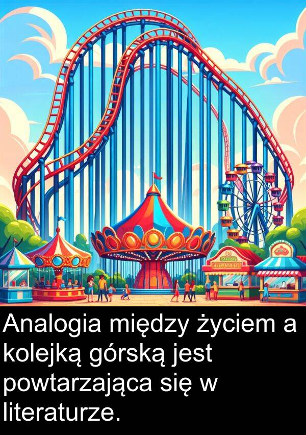 powtarzająca: Analogia między życiem a kolejką górską jest powtarzająca się w literaturze.