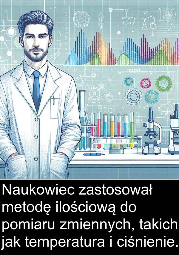 zmiennych: Naukowiec zastosował metodę ilościową do pomiaru zmiennych, takich jak temperatura i ciśnienie.