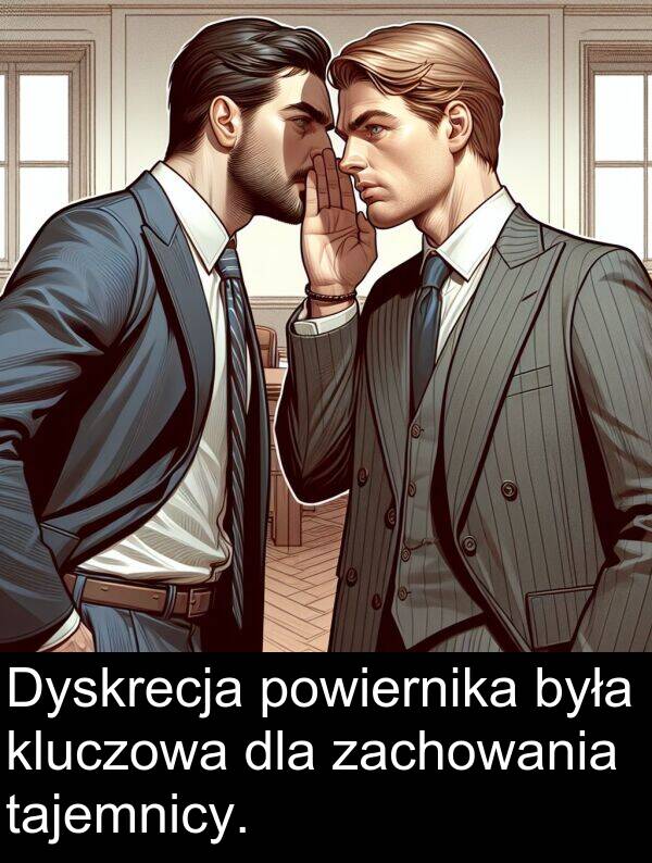 zachowania: Dyskrecja powiernika była kluczowa dla zachowania tajemnicy.