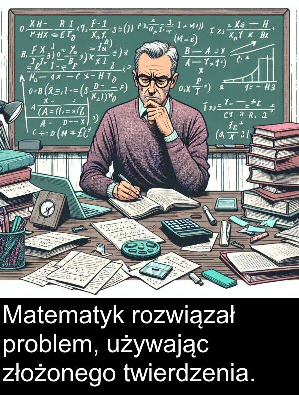 twierdzenia: Matematyk rozwiązał problem, używając złożonego twierdzenia.