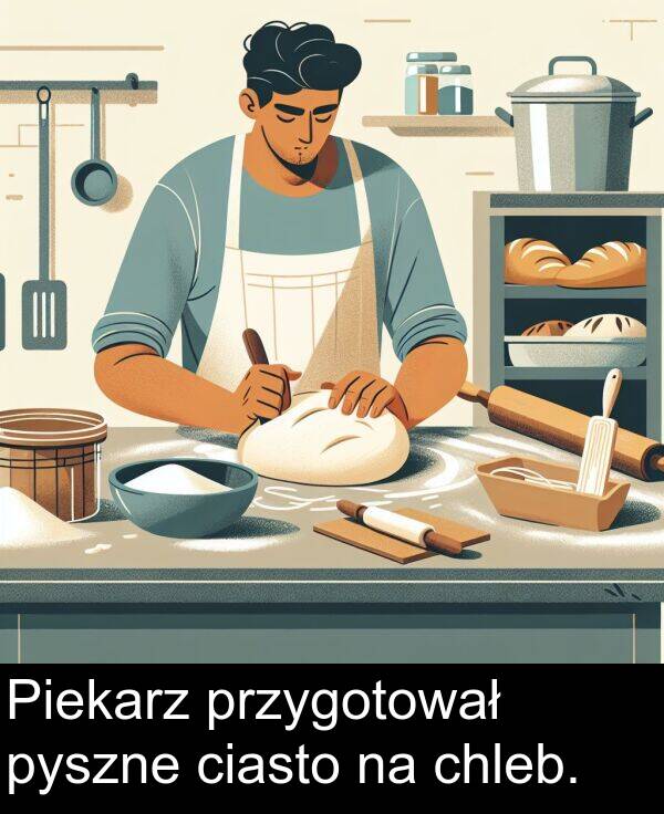 pyszne: Piekarz przygotował pyszne ciasto na chleb.