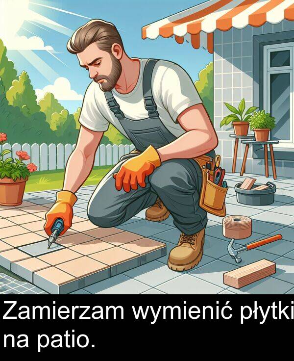 płytki: Zamierzam wymienić płytki na patio.