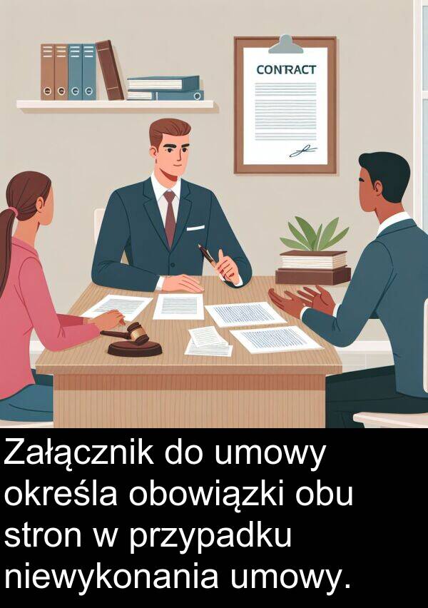 przypadku: Załącznik do umowy określa obowiązki obu stron w przypadku niewykonania umowy.