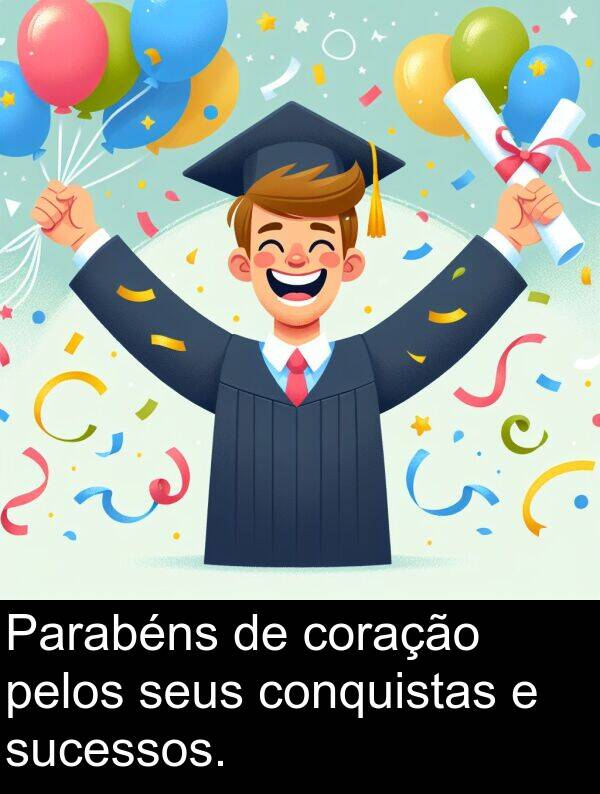 conquistas: Parabéns de coração pelos seus conquistas e sucessos.