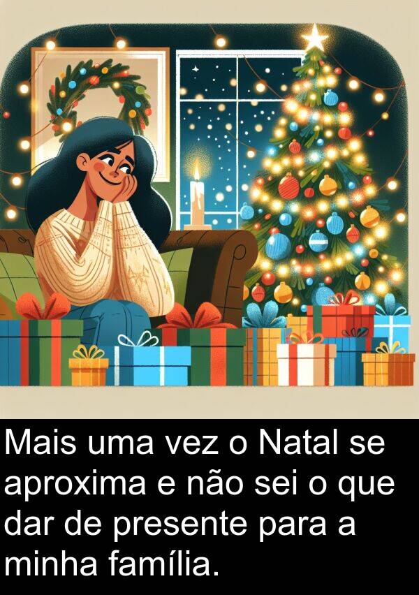 vez: Mais uma vez o Natal se aproxima e não sei o que dar de presente para a minha família.