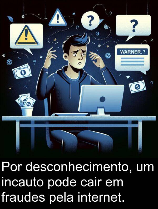 cair: Por desconhecimento, um incauto pode cair em fraudes pela internet.