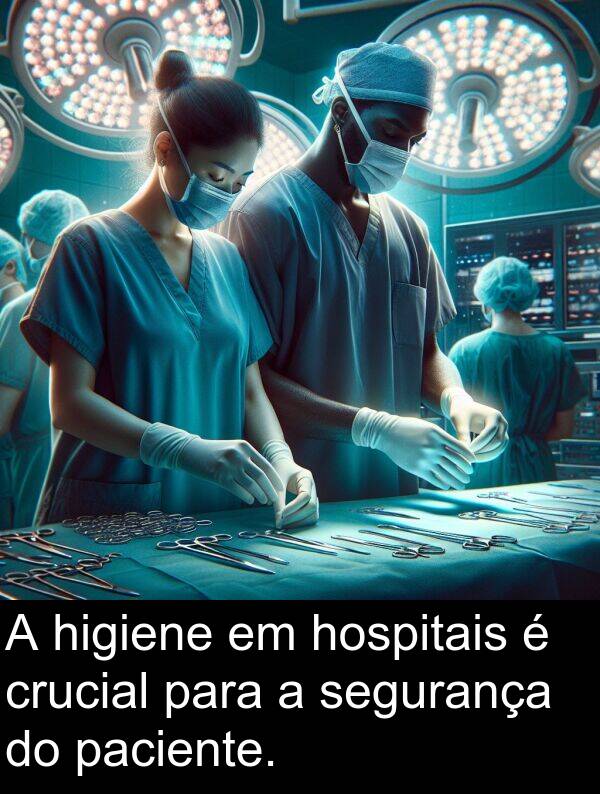 paciente: A higiene em hospitais é crucial para a segurança do paciente.